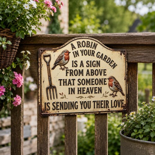 Robin memorial wooden plaque - robin,