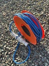 Electric hook up cable for camper van or caravan. 25m Stored On Cable Tidy