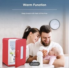 Red Mini Fridge 15L, 21 Cans Fridge for Bedrooms travel etc  | AC+12V DC Power 