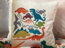 Emma Congdon Bright Dinosaur Cushion Cover Cross Stitch Chart