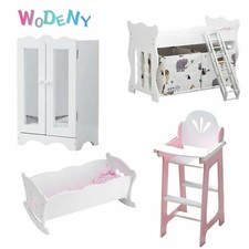 Kids Baby Doll Role Play Set Wooden Dolls High Chair/Crib Cot/Bunk Bed /Wardrobe