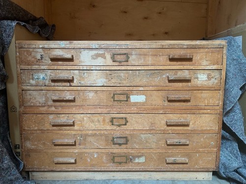 Vintage plan chest beech - chest, 6