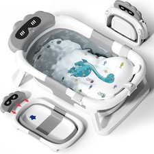 Baby Bath Tub Foldable BathTub Essentials for Newborn with Bath Support Cushion