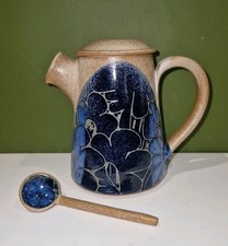 Diana Worthy Crich Pottery Tea/Coffee Pot And Rare Caddy Spoon