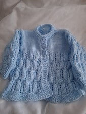Hand Knitted Baby Cardigan Compatible with 16" Chest, 0-3 Months