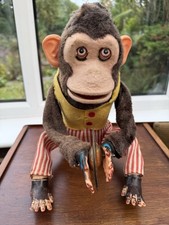 Vintage Musical Jolly Chimp Tin Toy Monkey DAISHIN C.K. WORKING 