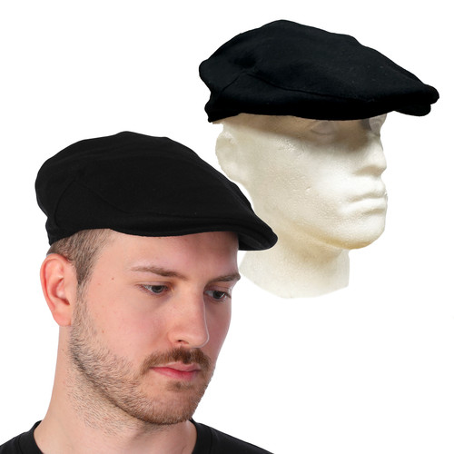 Black wool newsboy - black,