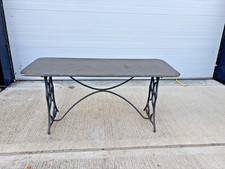 Weathered Zinc Table, vintage cast iron sewing machine treddle ends & base(B) 