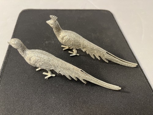 Vintage pair metal pheasants - pair,