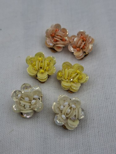 Sequin flower clip - clip, earrings