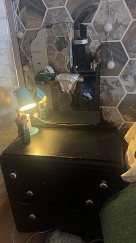 Black wood dressing table - black,