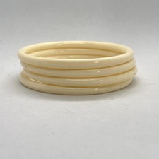 Instant Bangle Stack – Set of 4 Cream Vintage Spacer Bracelets Skinny Tube Style