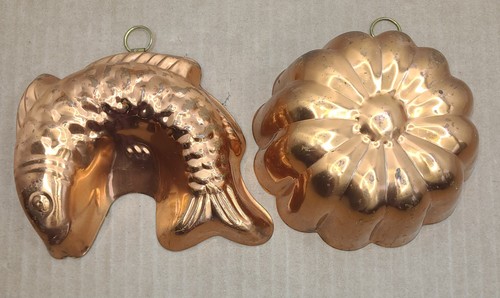 Vntg copper molds tin - molds,