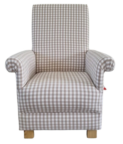 Beige gingham fabric adult - fabric,