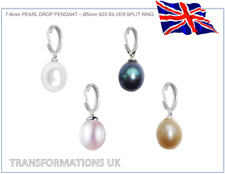 Pearl Charm Pendant - Genuine Freshwater - 925 Sterling Silver - Colour Options