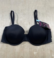 Maiden Form Ultimate Stay Put Strapless Underwire Bra Black Solid Size 38C New
