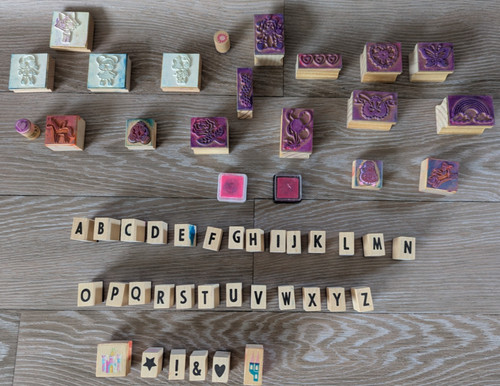 Wooden stamps bundle alphabet - wooden,