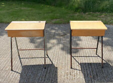 Two Almost Pair of Retro Vintage Old School Open Top School Desk