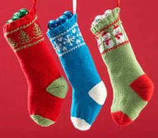 0187 Knitting Christmas Jolly Stockings 14ins long Aran - Vintage Pattern Copy