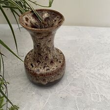 Vintage Fosters Brown Honeycomb Glaze Pottery Vase Made in Cornwall England
