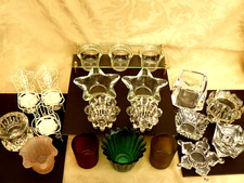 20 x VINTAGE MISMATCHED GLASS/CRYSTAL TEA LIGHT    JOB LOT WEDDING/ CATERING ETC