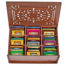 Twinings Tea Bag Sampler Variety with Brown Wooden Organizer (60 Tea Bags)