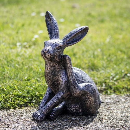 Bronze playful hare garden - playful,