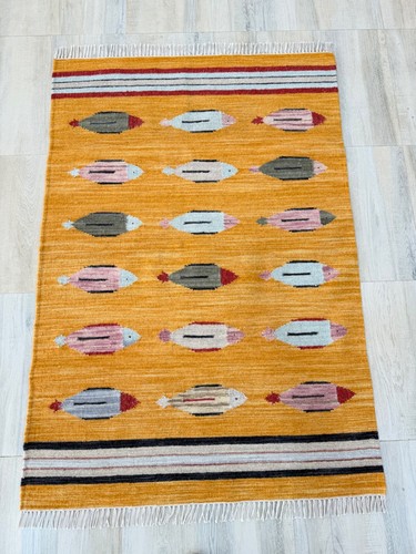 Hand woven wool area - area, 6
