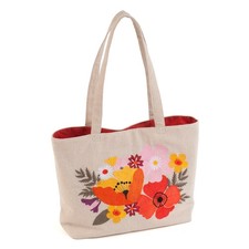 Hobby Gift:Craft Bag (M): Shoulder Tote: Embroidered: Wildflowers