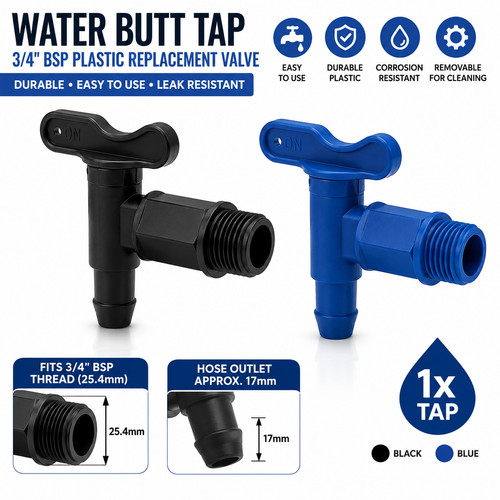 Water butt tap bsp - butt, 3/4"
