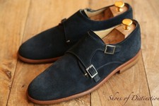 Russell & Bromley Blue Suede Double Monk Buckle Shoes Mens UK 7 US 8 EU 41