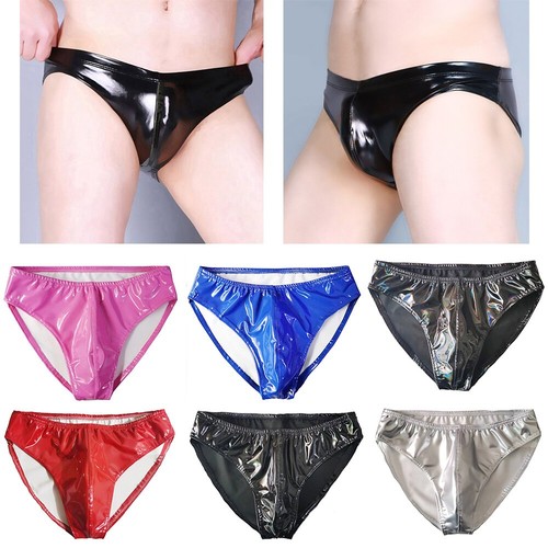 Mens patent leather thong - thong, wet