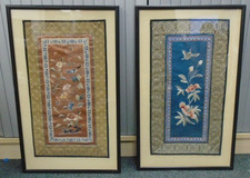 A PAIR OF FRAMED Silk Hand Stitched  Pictures