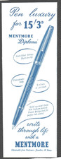 MENTMORE DIPLOMA FOUNTAIN PEN :  Original Vintage 1949 Advert ~ POST FREE