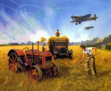 Battle of Britain scene, Fordson & Ford with Spitfires free p&p UK