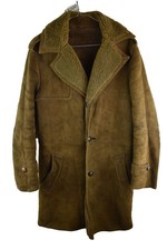 BAILYS Brown Sheepskin Coat Chest size 40" Mens Button Up Overcoat Casual
