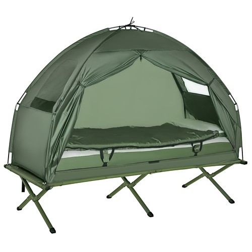 Person folding camping cot - folding,