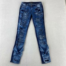 Simply Chic Denim Art Distressed Jeans Women's M/38 Blue Low Rise Cotton Blend