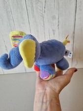 Mothercare Elephant Blue Soft Toy Comforter Crinkly Ears Stripes