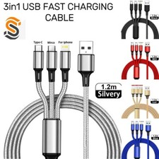 USB Charging Cable 3 In 1 Multi Head Charger for Most Devices For iPhone Samsung