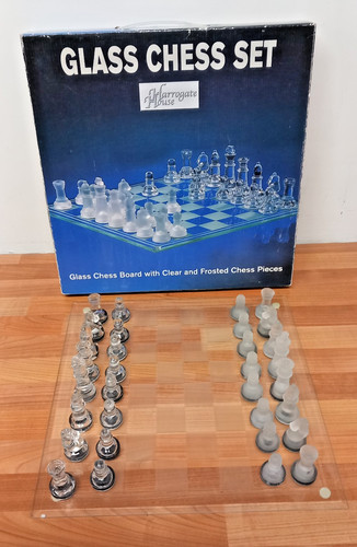 Glass chess set clear and - set,