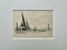 Charles H. Clark (1890-1950) Signed Maritime Etching – Sailing Vessels at Sea
