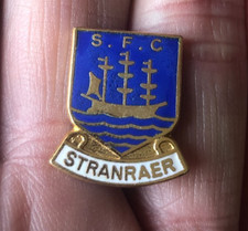 RARE OLD STRANRAER F.C. CREST SHIELD ENAMEL PIN BADGE