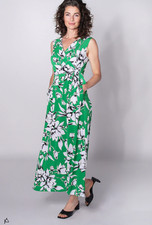 Nina Leonard Print Sleeveless Faux Wrap Maxi Dress QVC new size small green j3