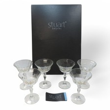 6x Eternal Beau Crystal Glasses Champagne Coupe Clear Flower Bow Pattern Boxed