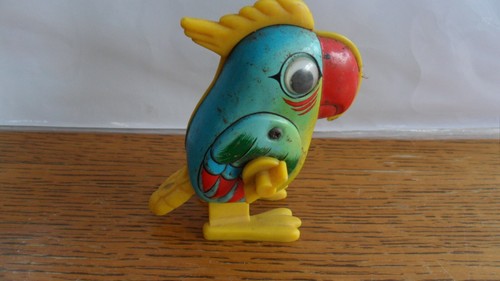 Vintage tin toy walking - toy, parrot