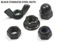 Black Stainless Steel Nuts Dome Wing Cap Nyloc Full Thin Flange M3 M4 M5 M6 M8 