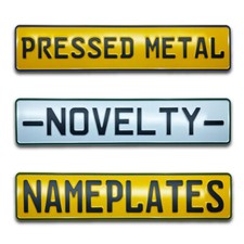 Pressed Metal Novelty Trucker Replica Car Show Number Name Plates