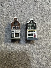 2 x Amsterdam / Dutch Miniature Shop Houses Wooden 