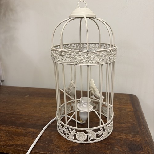 Cream metal bird cage table - bird,